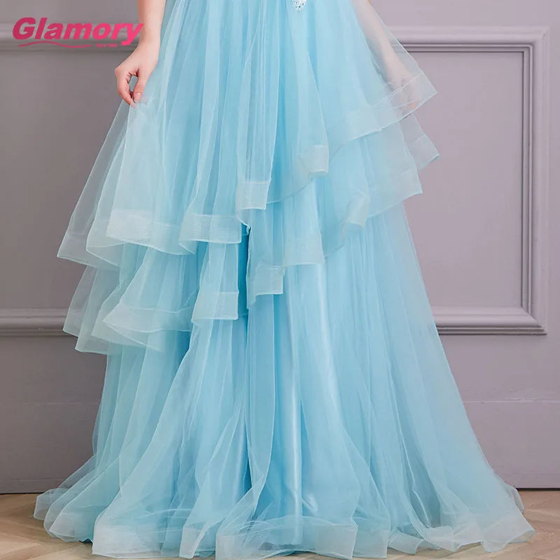 Embroidered Beading Dress Elegant Date Ceremony Party Prom Gown Ruffled Skirt Long Evening Dresses for Women
