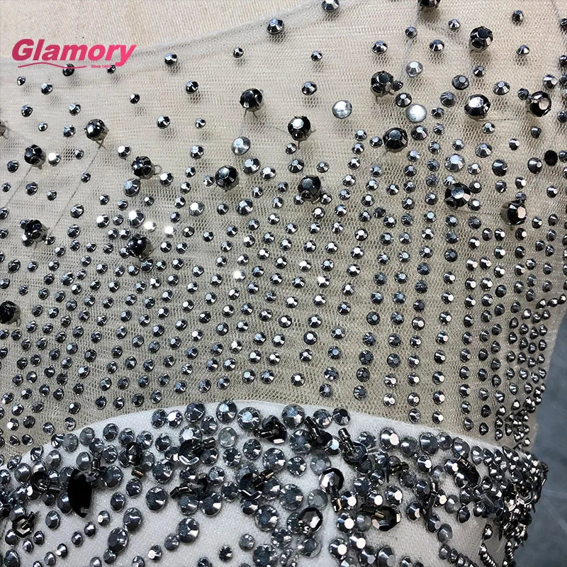 2020 New Sexy O Neck Luxury Beaded Prom Dresses Backless Mermaid Dress Banquet Evening Formal Gowns