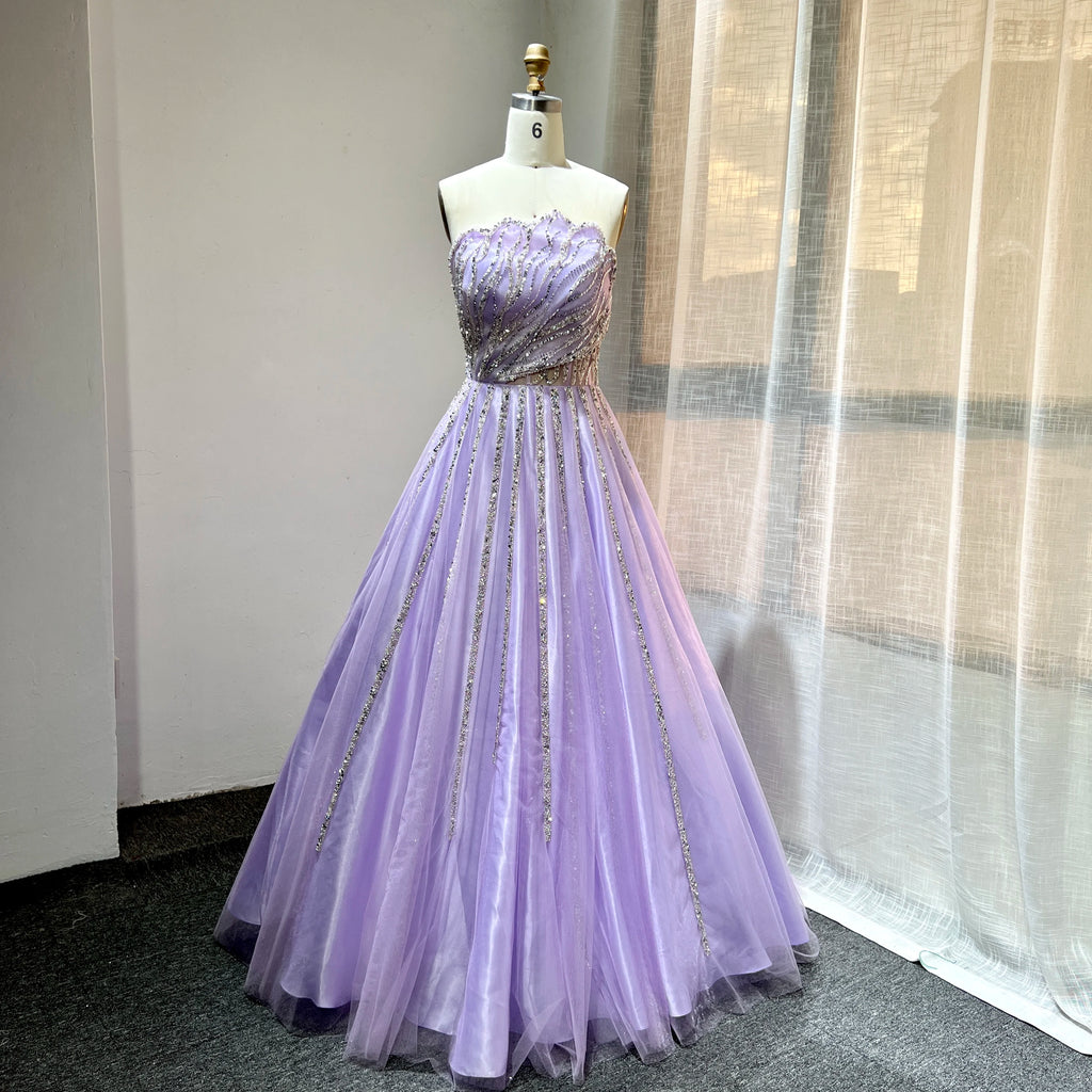 2022 Lilac a Line Evening Gowns High Quality Elegant Formal Party Prom Beading for Women Evening Dresses