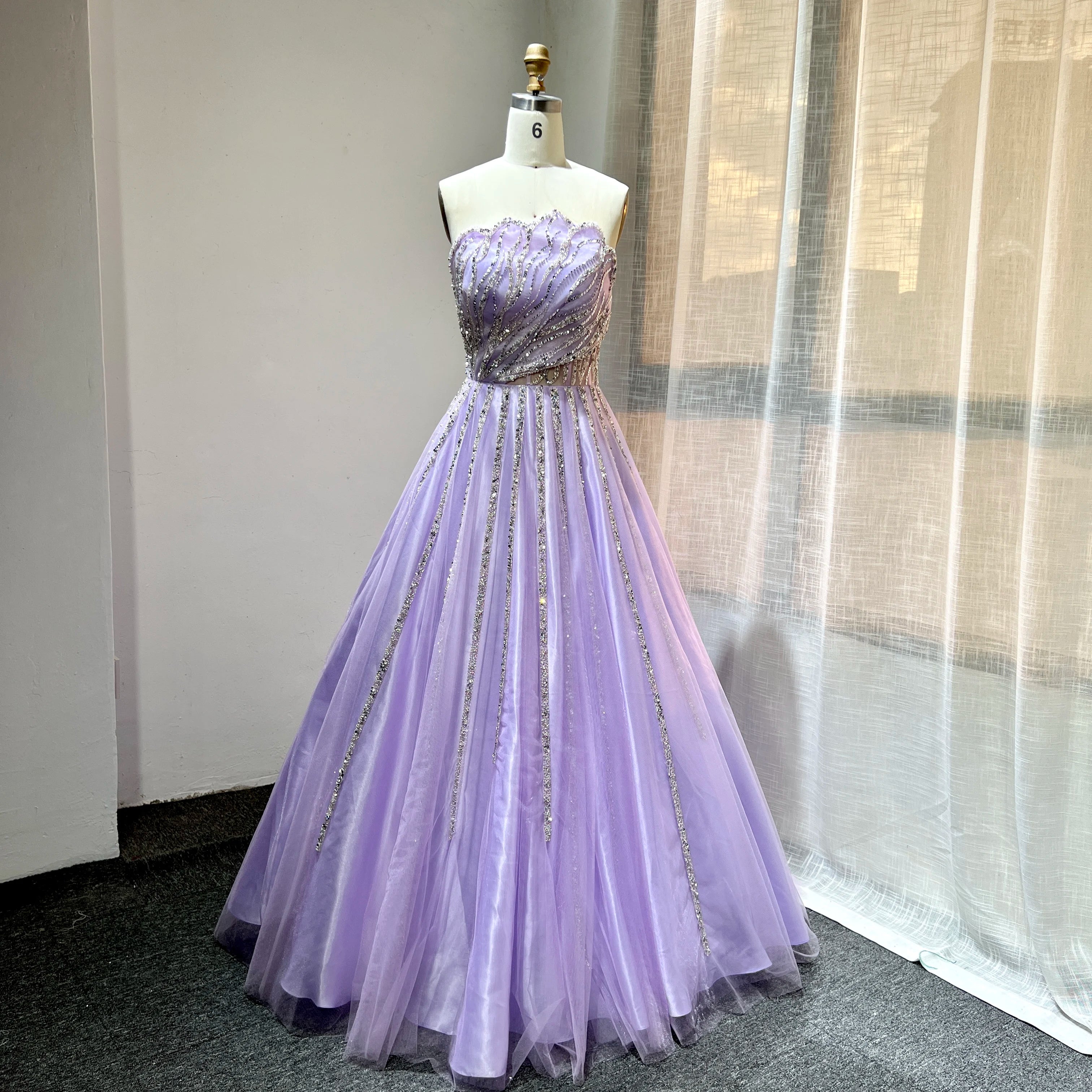 2022 Lilac a Line Evening Gowns High Quality Elegant Formal Party Prom Beading for Women Evening Dresses