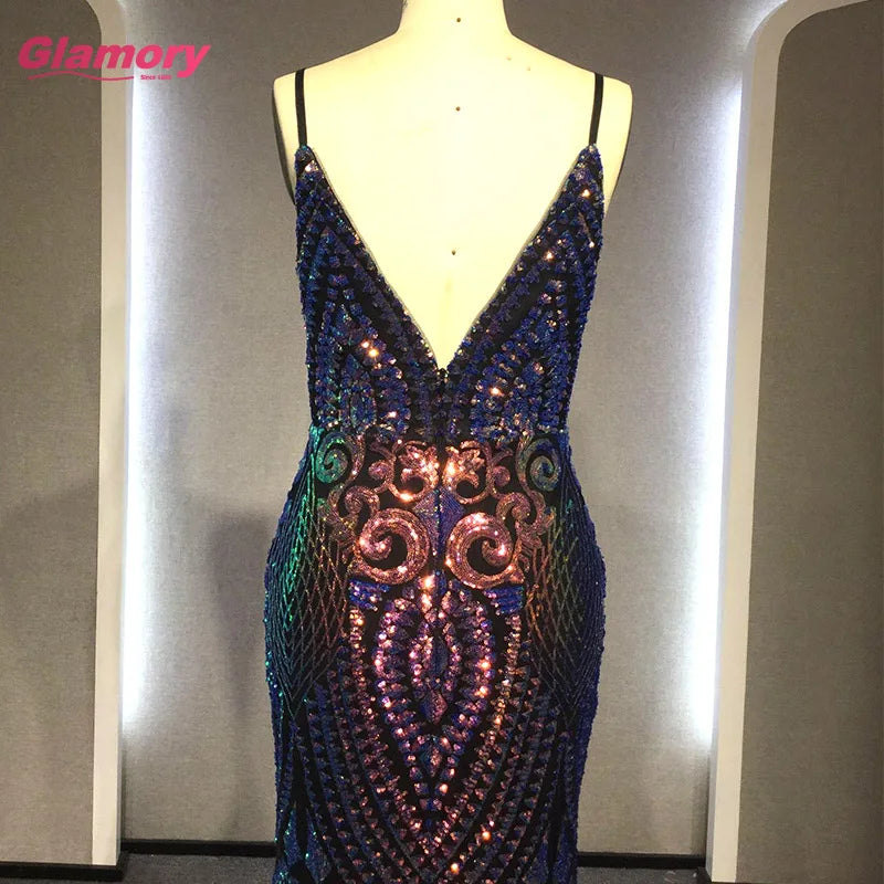 New Fashion 2020 Prom Women Summer Sequin Sweetheart Floor-length Long Dress Sexe Backless Evening Gowns