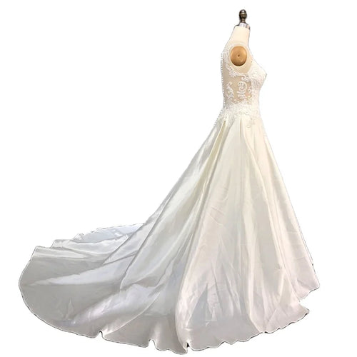 2020 Custom Made Elegant Vestido De Noiva Soft Satin Lace Appliqued Wedding Ball Gown Bridal Dresses