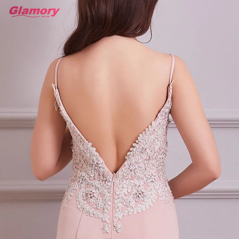 New 2020 Women Lace Appliques Dresses Sweetheart Mermaid Prom Elegant Long Evening Dress