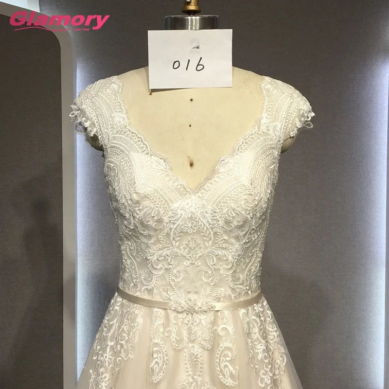 2020 Elegant A-line Appliques Sweetheart Vestidos De Novia High Quality Lace Wedding Dress With Belt