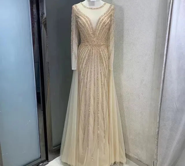 2022 Plus Size Women Evening Dress Long Sleeve Slim Solid Colour Elegant Gown Wholesale Price Evening for Women