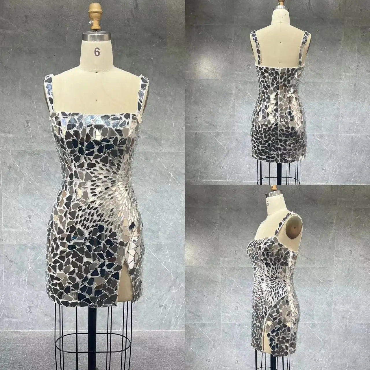 New Short Luxury Beaded Gown  Sexy Split Thigh Sheer Elegant Evening Dresses