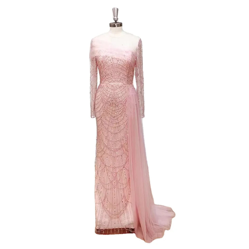 Elegant Dubai Mermaid Evening Dresses for Women 2024 Luxury Off the Shoulder Formal Prom Wedding Party Gowns With Overskirtt