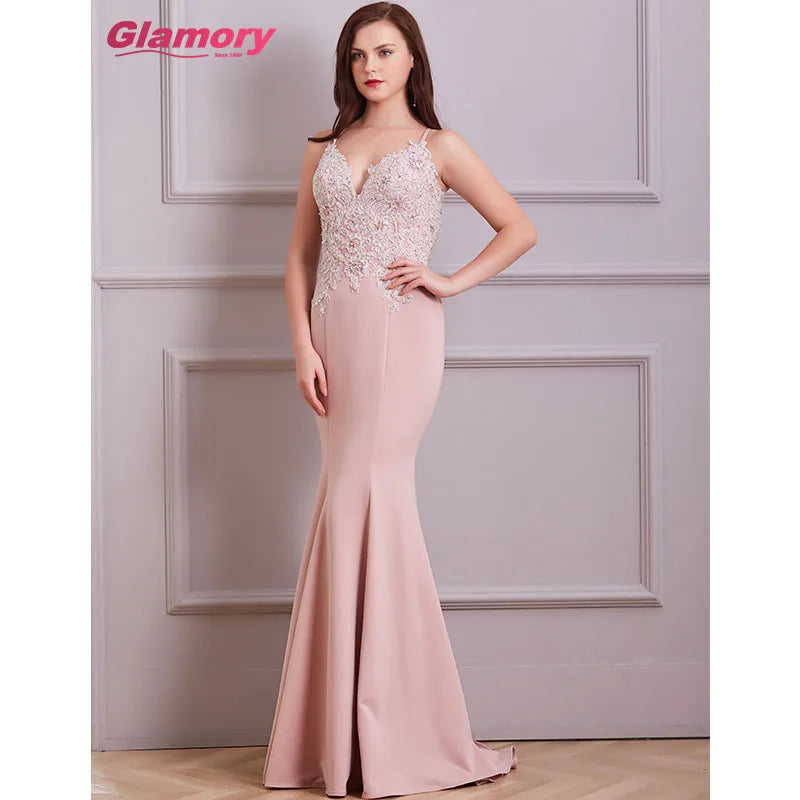 New 2020 Women Lace Appliques Dresses Sweetheart Mermaid Prom Elegant Long Evening Dress