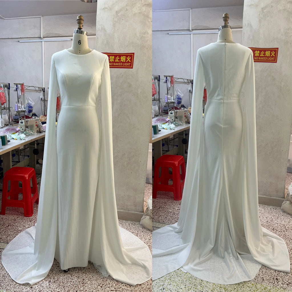 Sweeping Crepe Gown Satin Wedding Dresses Bridal Gowns Women Wedding Guest Formal Party Dress