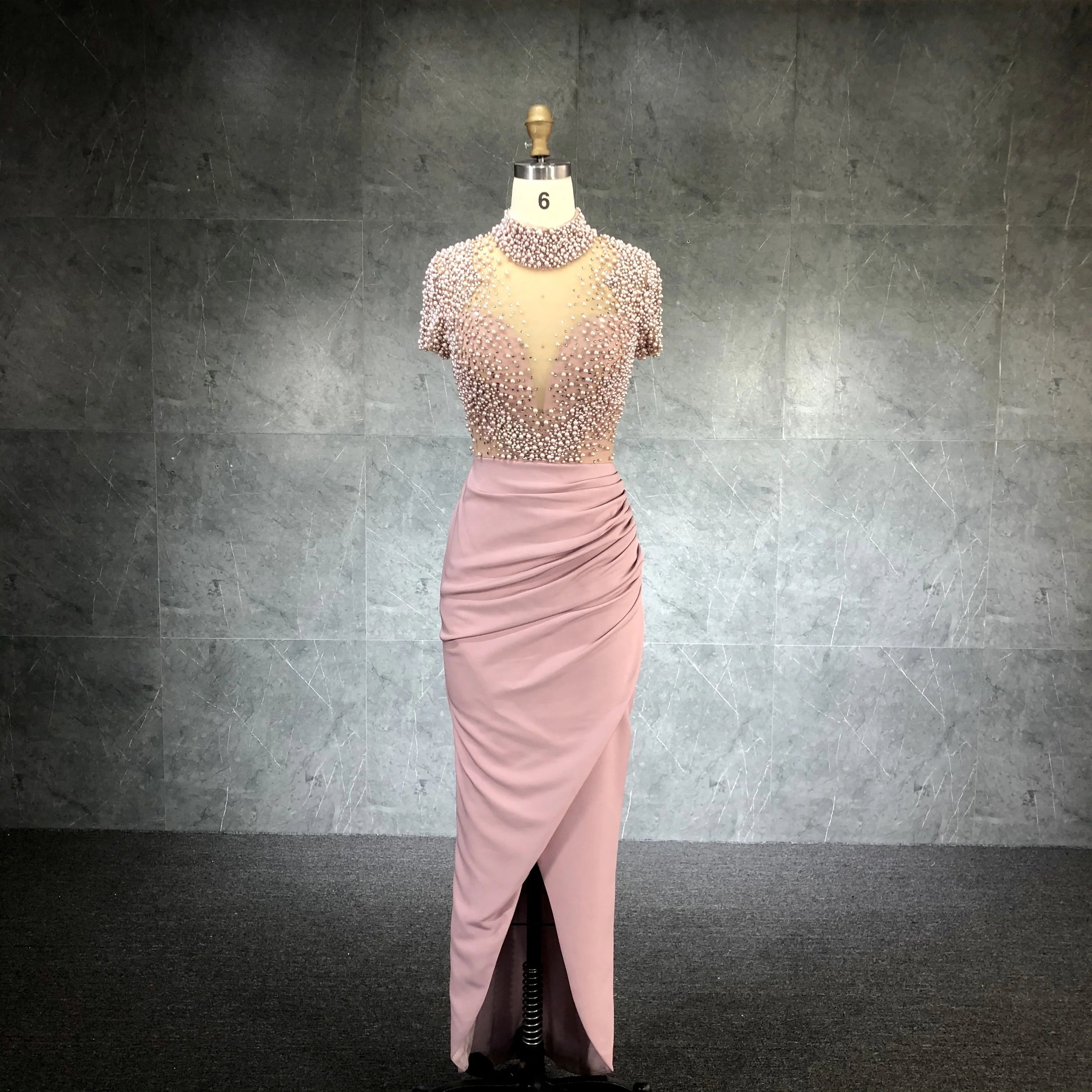 2022 Womens Sexy Beaded Patchwork Slit Satin Women Dress Short Sleeved Elegant Party Gown Dress for Women