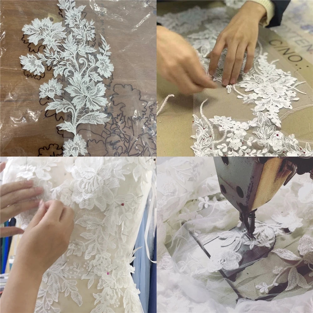 2020 New Arrival Long Sleeve Backless Floral Appliques Ball Gown Tulle Wedding Dress