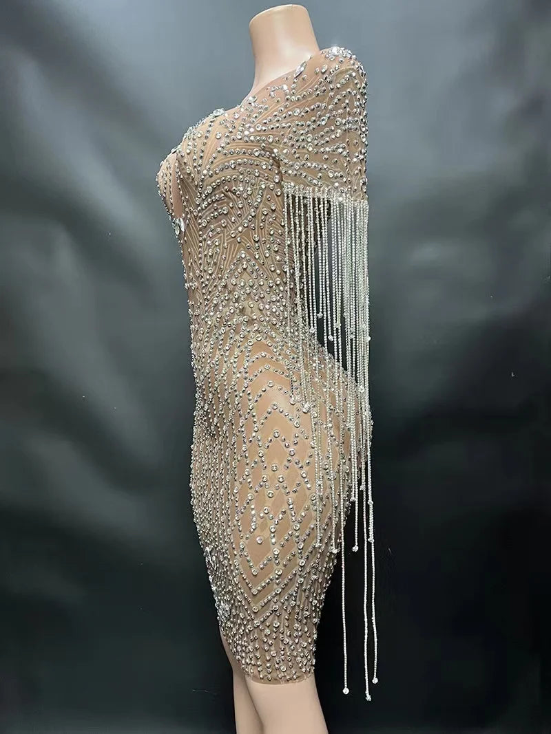 Luxury Elegant Deep V NudeWoman Evening Gown Slim Printed Knee-Length Dresses Suitable for Formal Parties