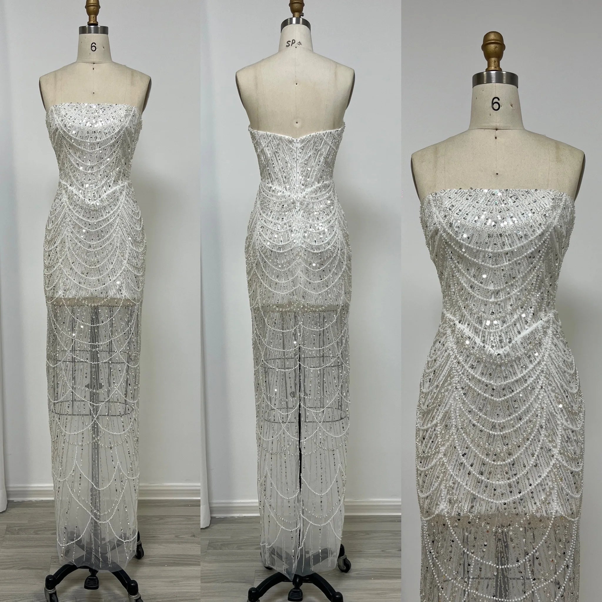 New Arrival Nude Luxury Beaded Pearls Mermaid Evening Dresses 2025 Women Party Evening Gown