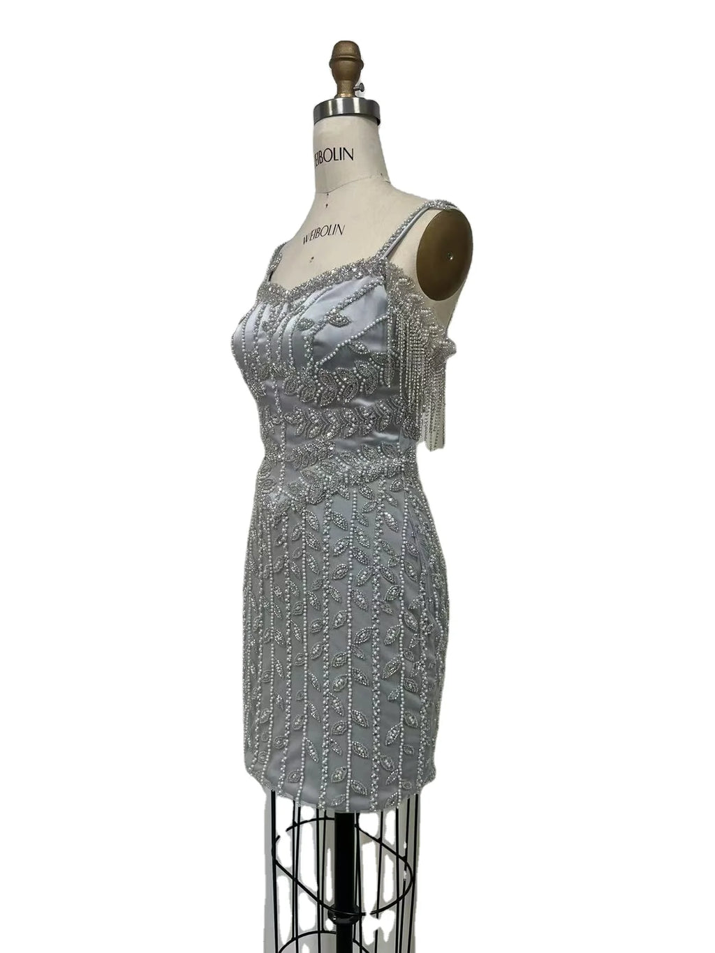 Short Saudi Arabic Luxury Tassel Straight Pink Evening Dress for Women Wedding Formal Party Gowns