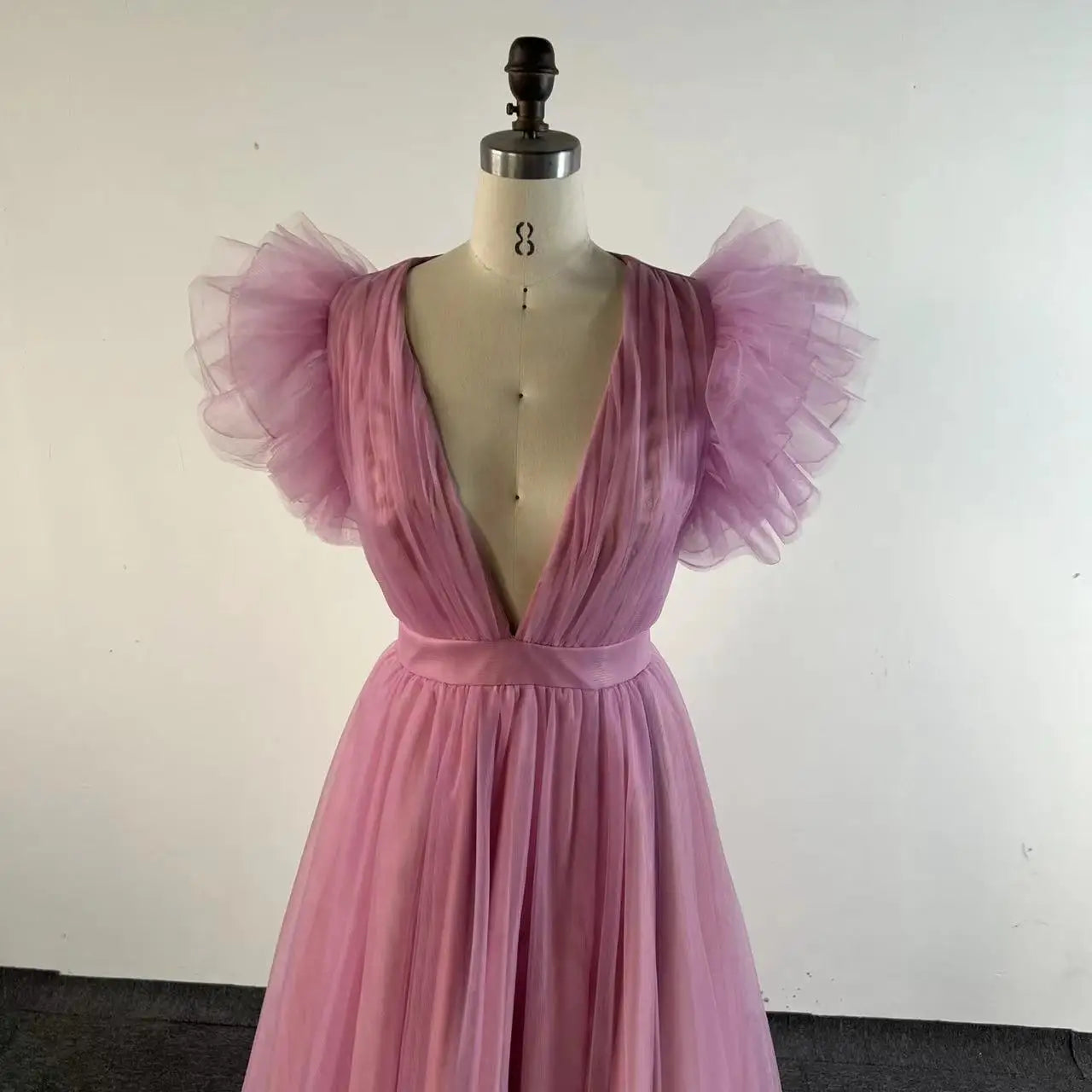 Fuchsia Sexy Split Long Tulle Women Prom Dress A-line Summer Elegant Evening Birthday Party Gown