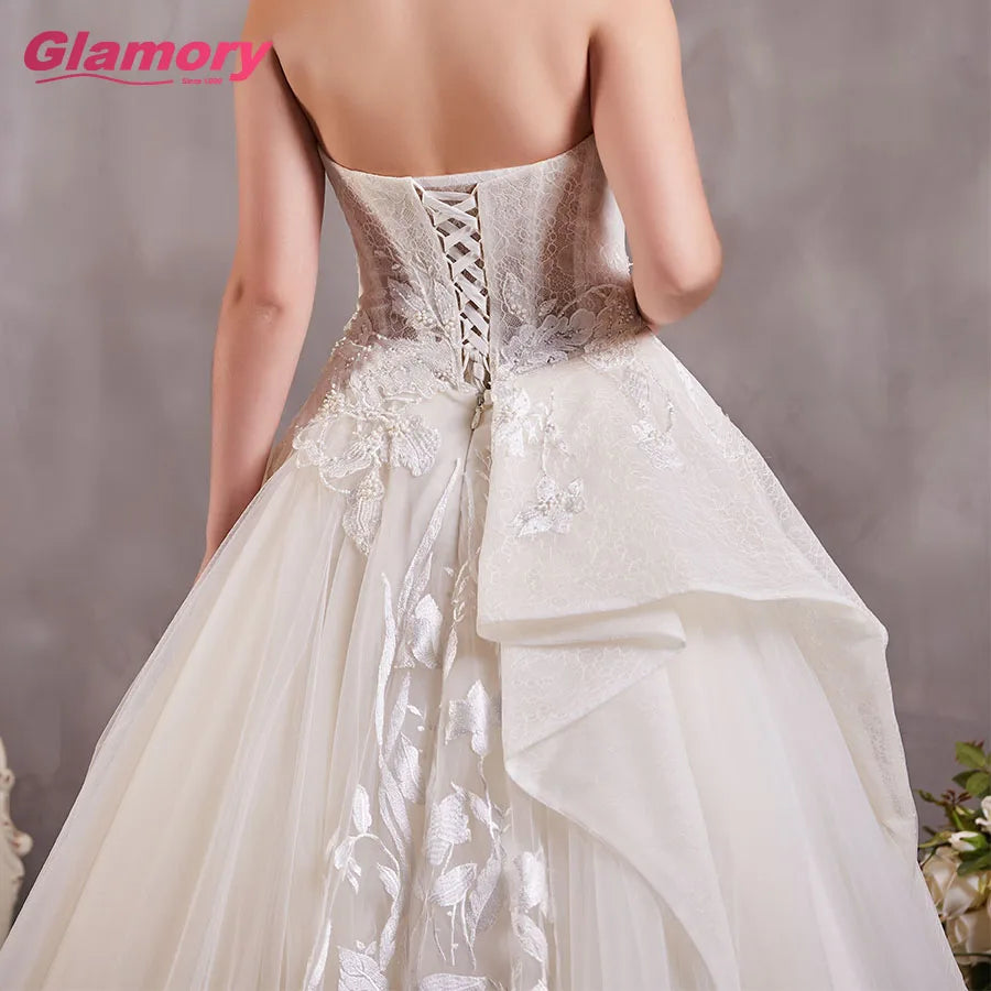 2020 Luxury Wedding Dress Applique Couture Sweetheart Wedding Gown With Detachable Skirt