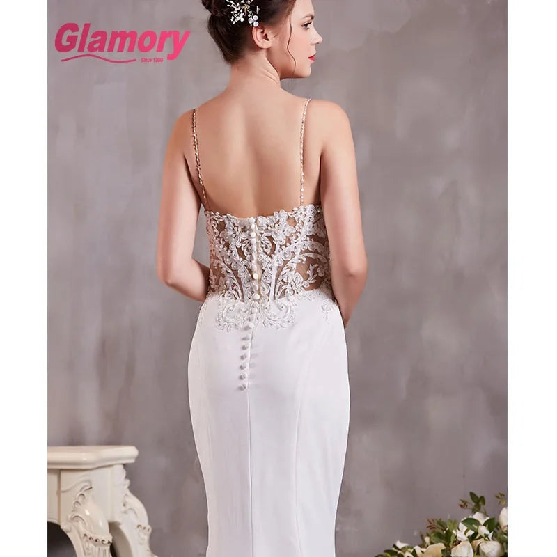 2020 Mermaid Wedding Dress Sleeves Vestidos Lace Sweetheart Neck Bridal Gown