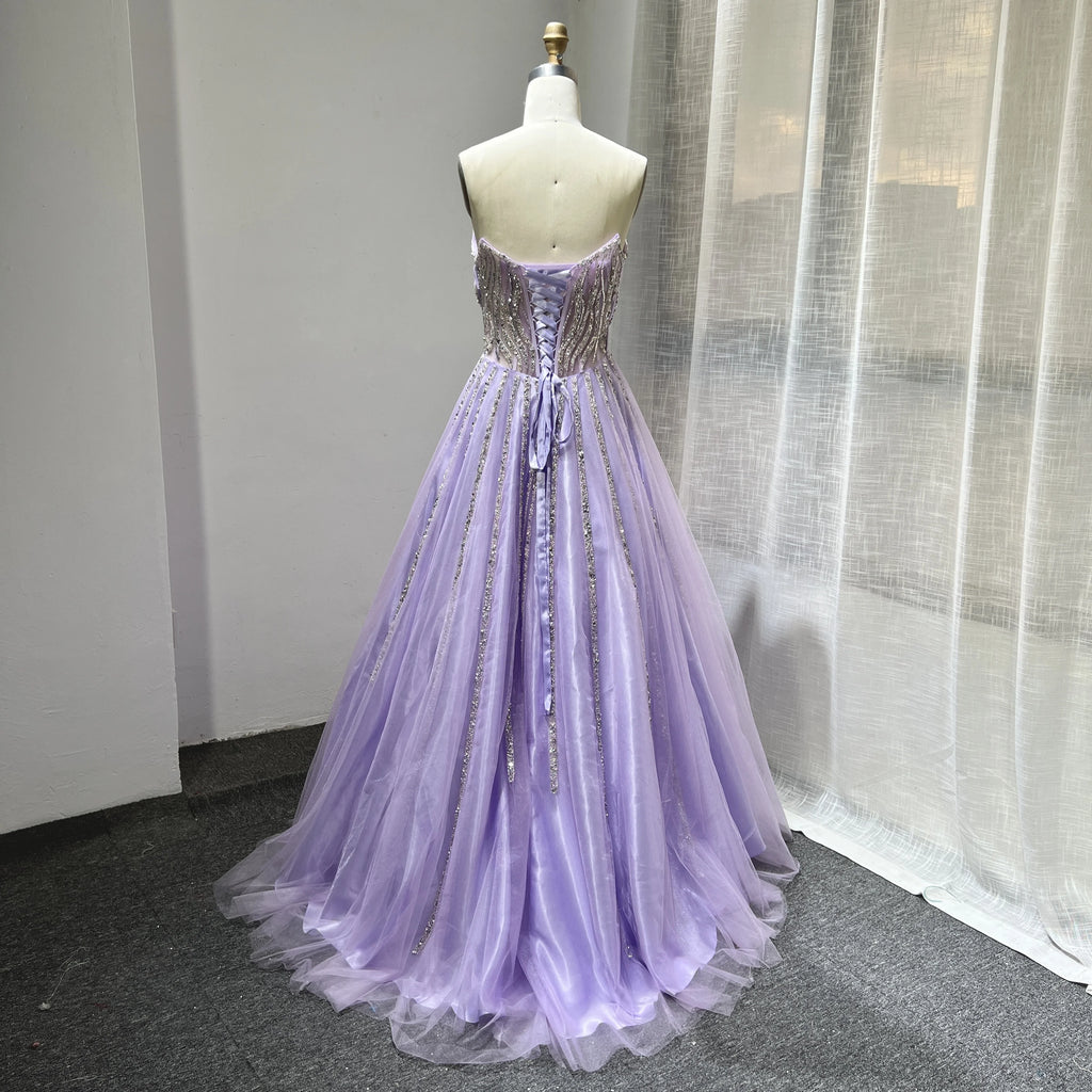 2022 Lilac a Line Evening Gowns High Quality Elegant Formal Party Prom Beading for Women Evening Dresses