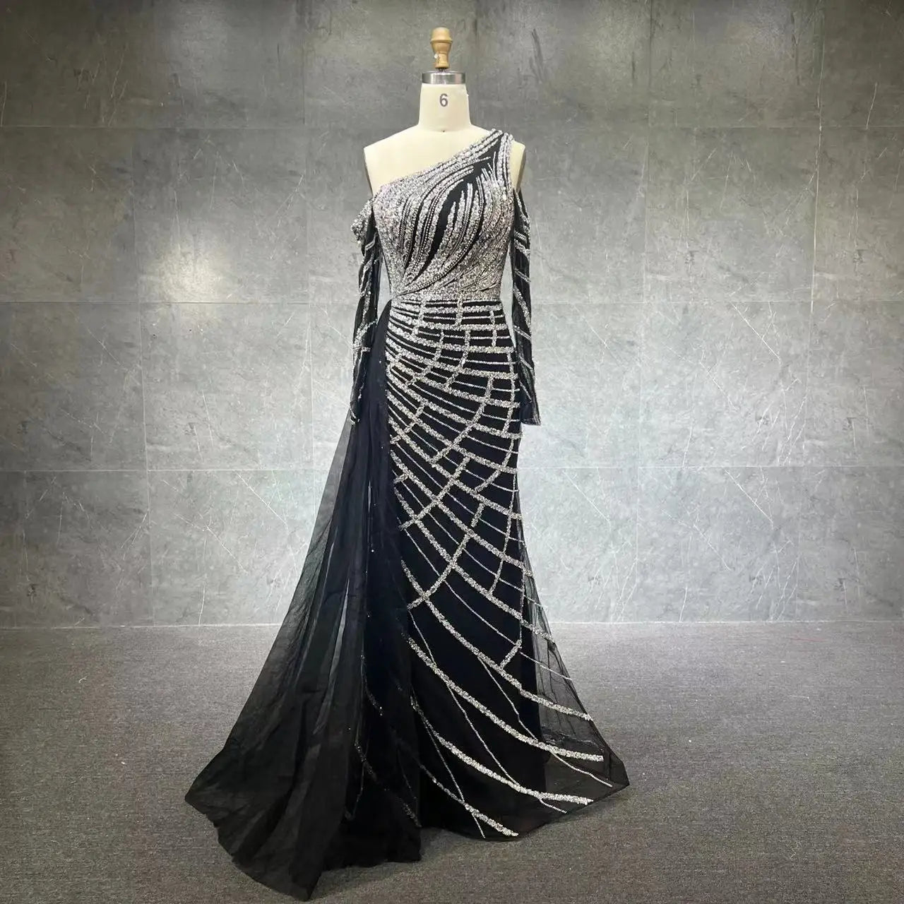 NEW 2024 One Shoulder Luxury Dubai Evening Dress Arabic Mermaid Prom Formal Dress for Wedding Party