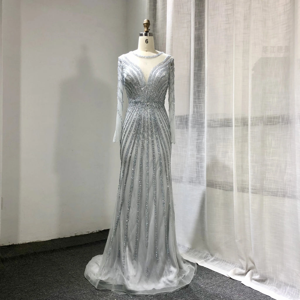 2022 Plus Size Women Evening Dress Long Sleeve Slim Solid Colour Elegant Gown Wholesale Price Evening for Women