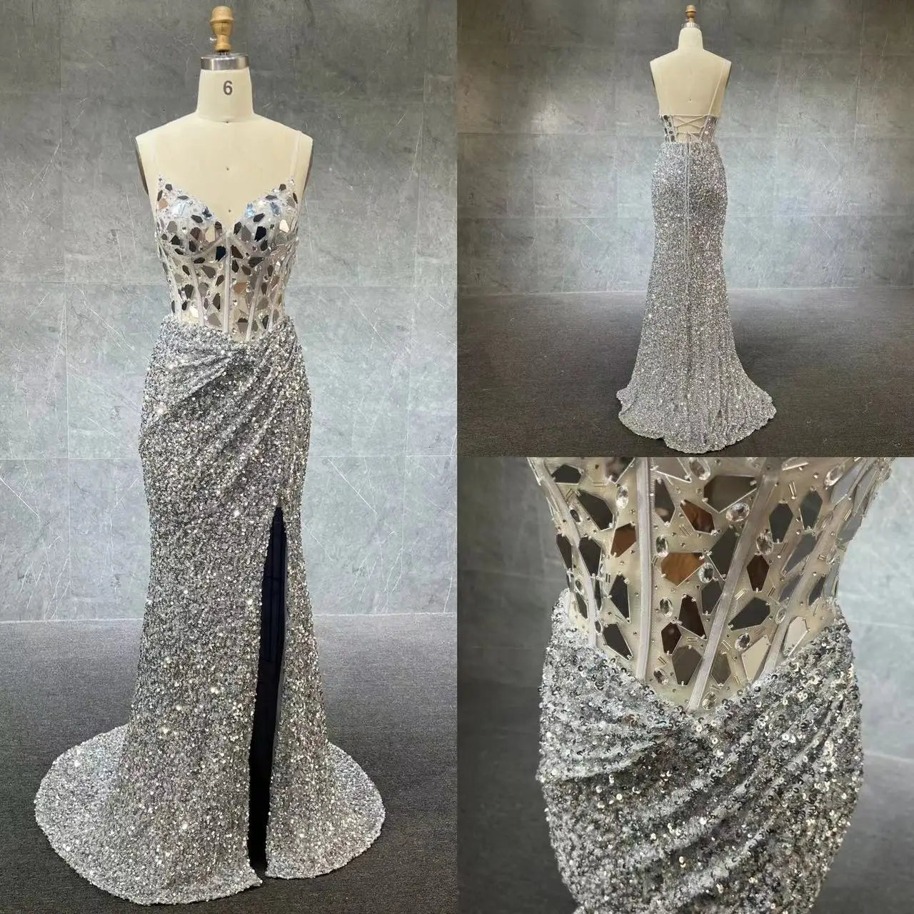 Sexy Spaghetti Straps Wine Red Sequin Mermaid Prom Evening Dresses 2024 Elegant Black Silver Long Party Gowns