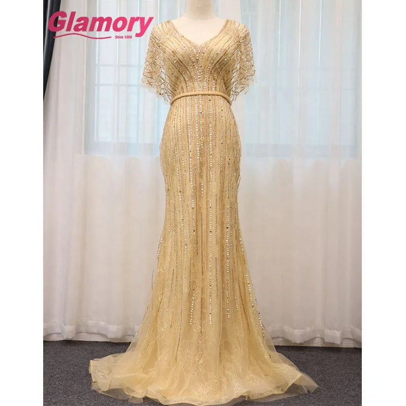 Burgundy Dresses 2020 Long Bat Sleeve Lace Tulle Evening Evening Dress Beaded