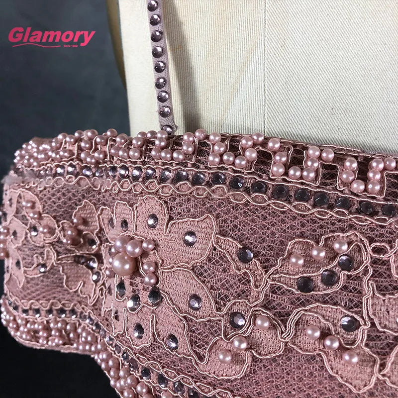 Pink Off Shoulder Lace Appliqued Mermaid Prom Elegant Beading Women Long Formal Evening Dress