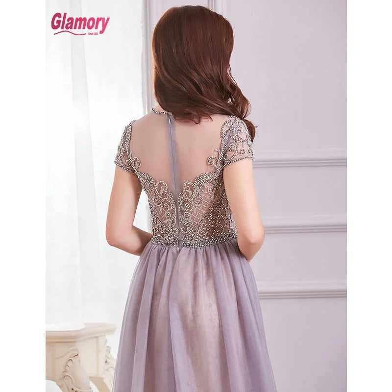 Gray Evening Dress With Dubai Design 2020  Luxury A-Line Formal Party Gown