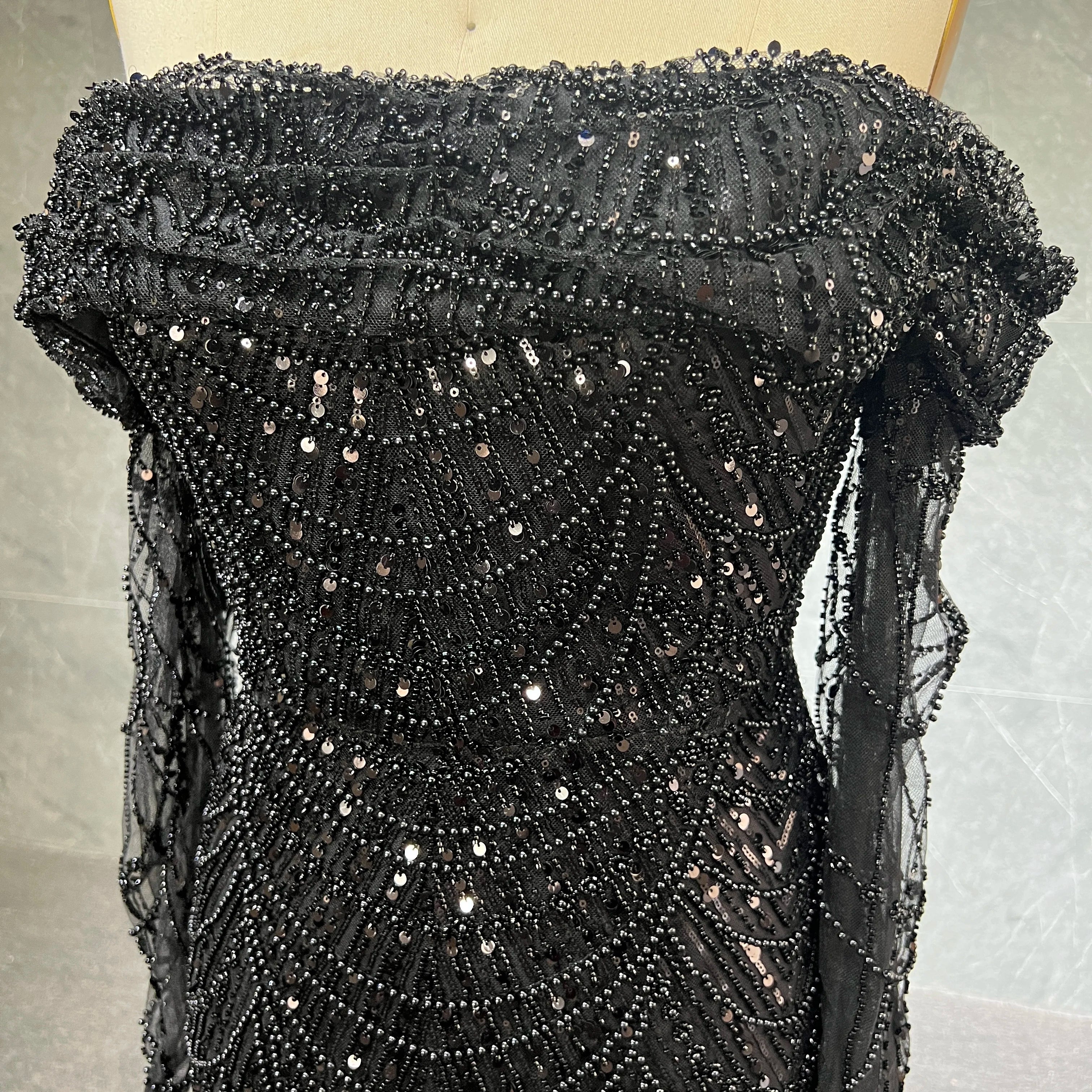 2023 Luxury Black Dubai Evening Dress Off Long Sleeve Detachable Skirt Arabic Women Wedding Party Prom Gown