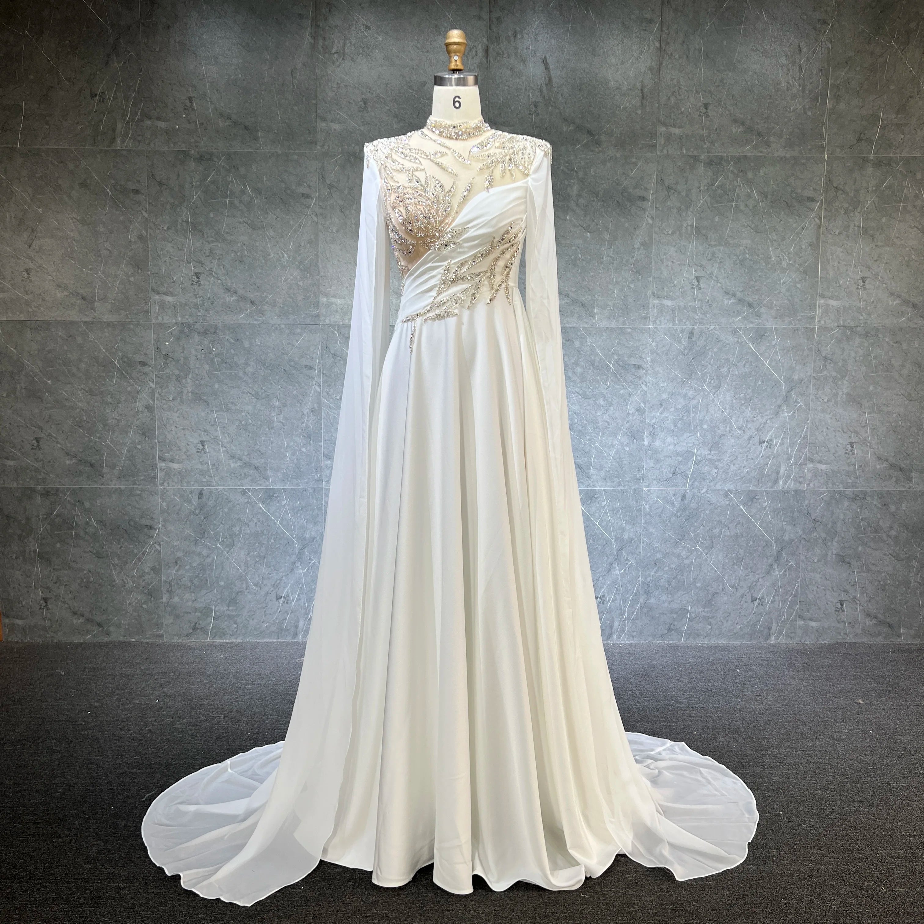 Luxury Dubai Muslim Soft Satin Cap Sleeve Formal Party Evening Gowns Women Wedding  Evening Dresses