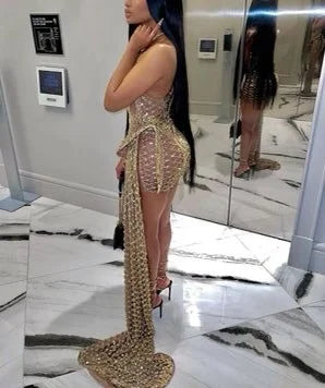 Sexy See Through Sweetheart Black Girls Sparkly Gold Sequin Short Prom Dresses 2022 for Birthday Party Gowns