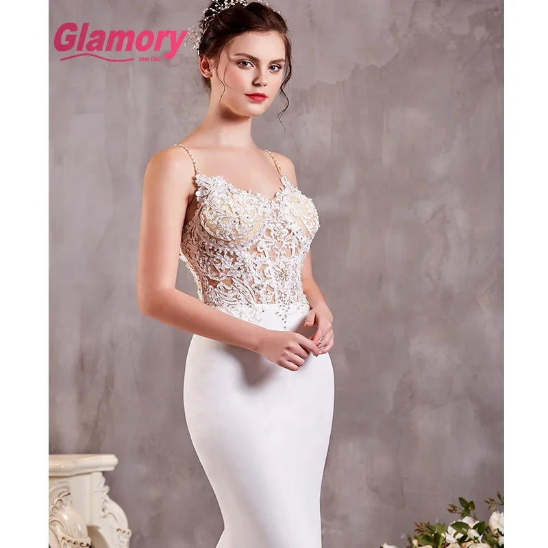 2020 Mermaid Wedding Dress Sleeves Vestidos Lace Sweetheart Neck Bridal Gown