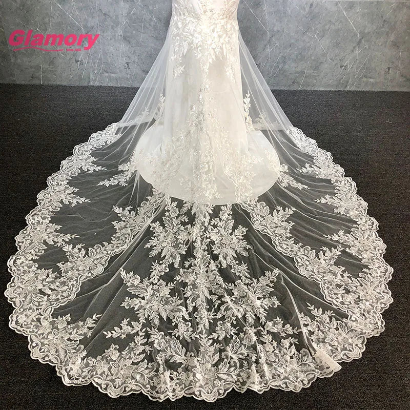 Sexy Mermaid Satin Off Shoulder Vestido De Noiva White High Quality Luxury Lace Long Trailing Bridal Wedding Dress