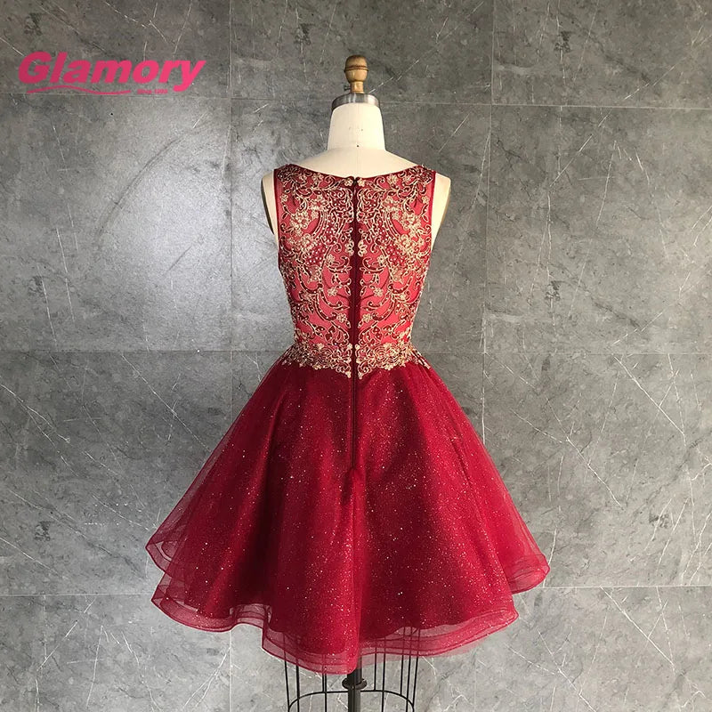 2020 Summer New Style Red Beading Lace Cheap Homecoming Dresses Short Party Dress Prom Made in China