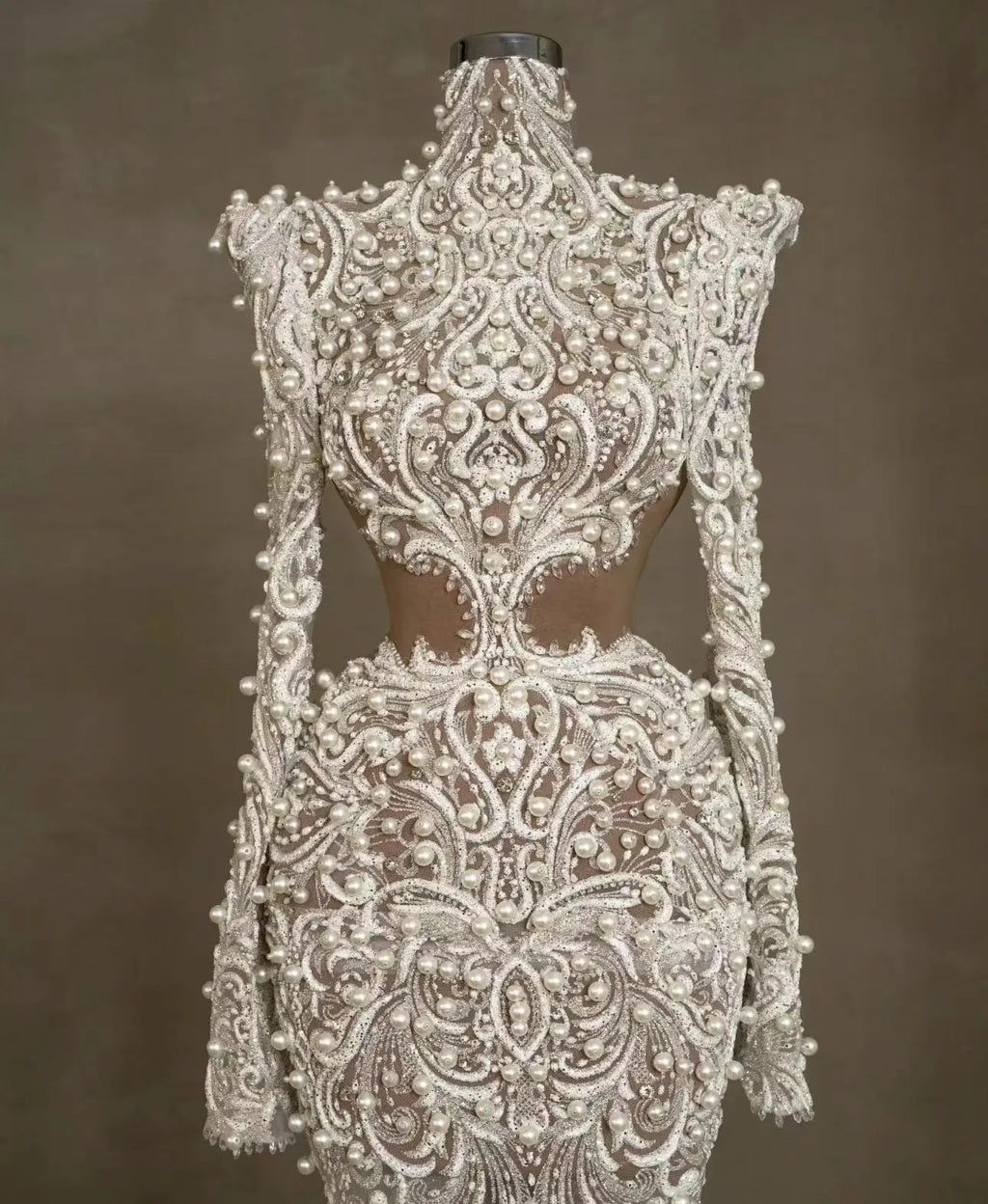 2024 NEW Long Sleeve Saudi Arabia Dresses High Neck Lace Beading Mermaid Wedding Dress