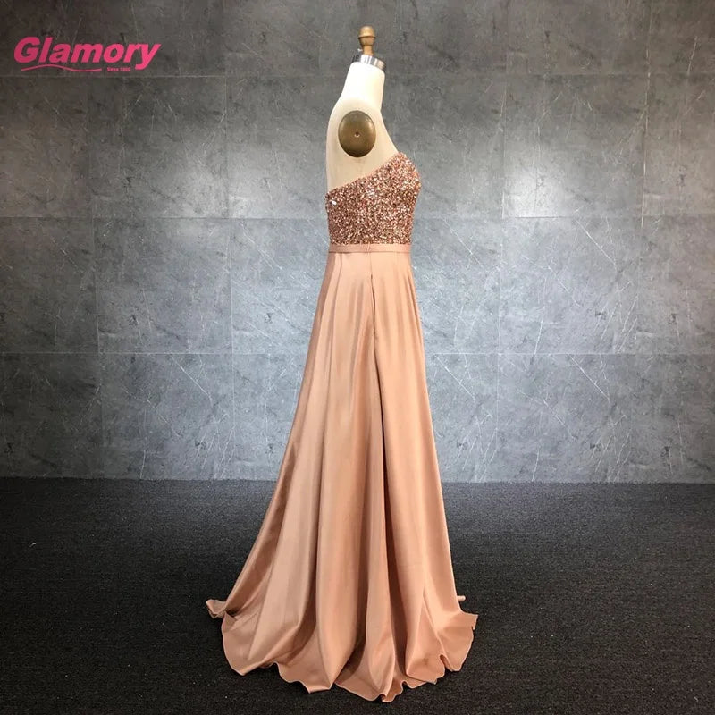 Chaozhou Evening Dress Factory Crystal Beading Satin Long Party Dress Gown