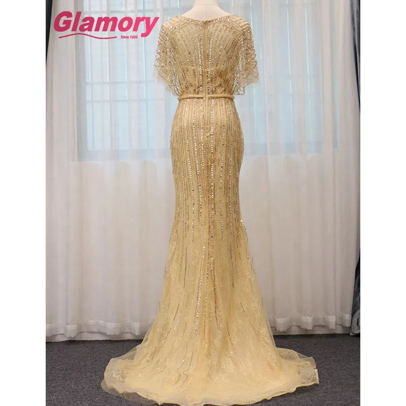 Burgundy Dresses 2020 Long Bat Sleeve Lace Tulle Evening Evening Dress Beaded