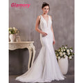 Whit Bridal Gowns v Neck Sleeveless Mermaid Lace Wedding Dresses Made in China