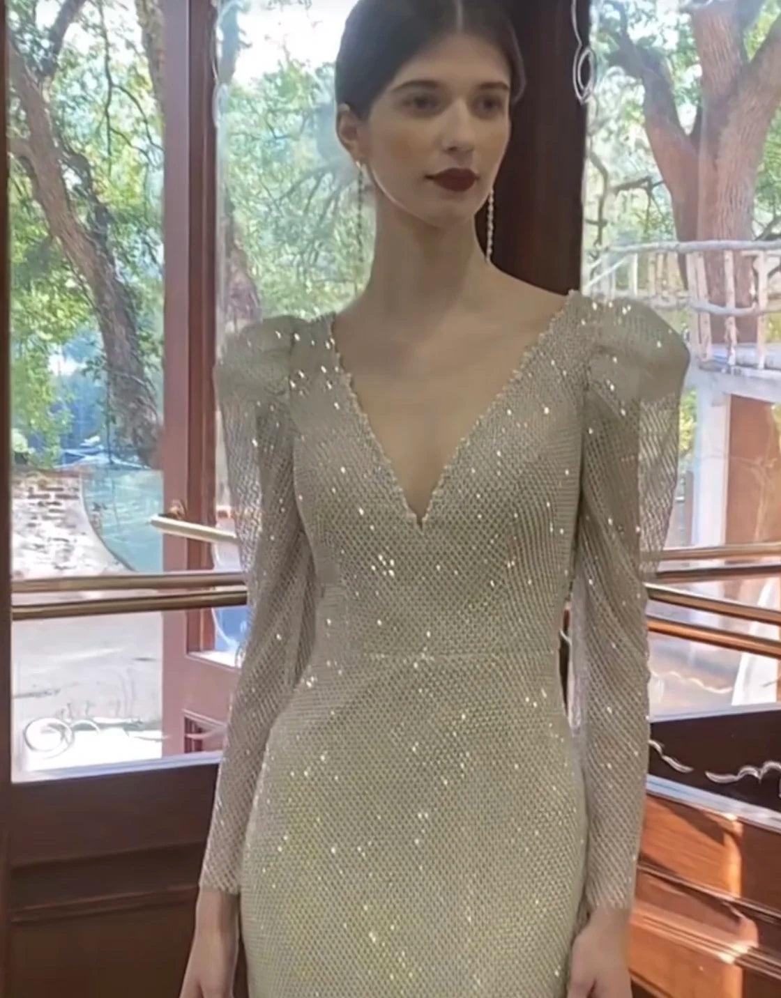 Women Beaded Mermaid Evening Dresses Elegant Evening Gown Sequin Party Prom Dresses