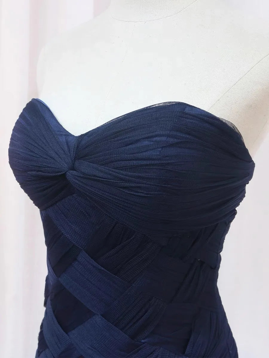 Burgundy & Blue Mermaid Prom Dresses Sweetheart Sleeveless Tiered Tulle Evening Dresses for Women Formal Party Gowns