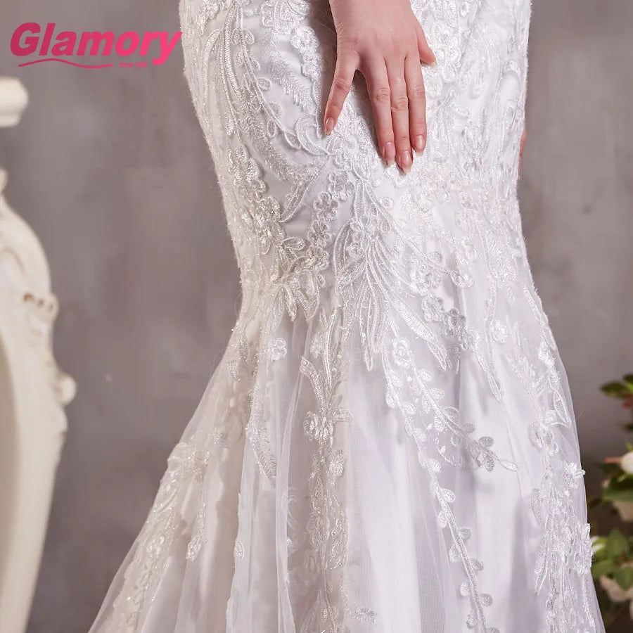 White Sleeveless Mermaid Lace Ball Gown Sexy Backless Wedding Dress African Dress for Wedding