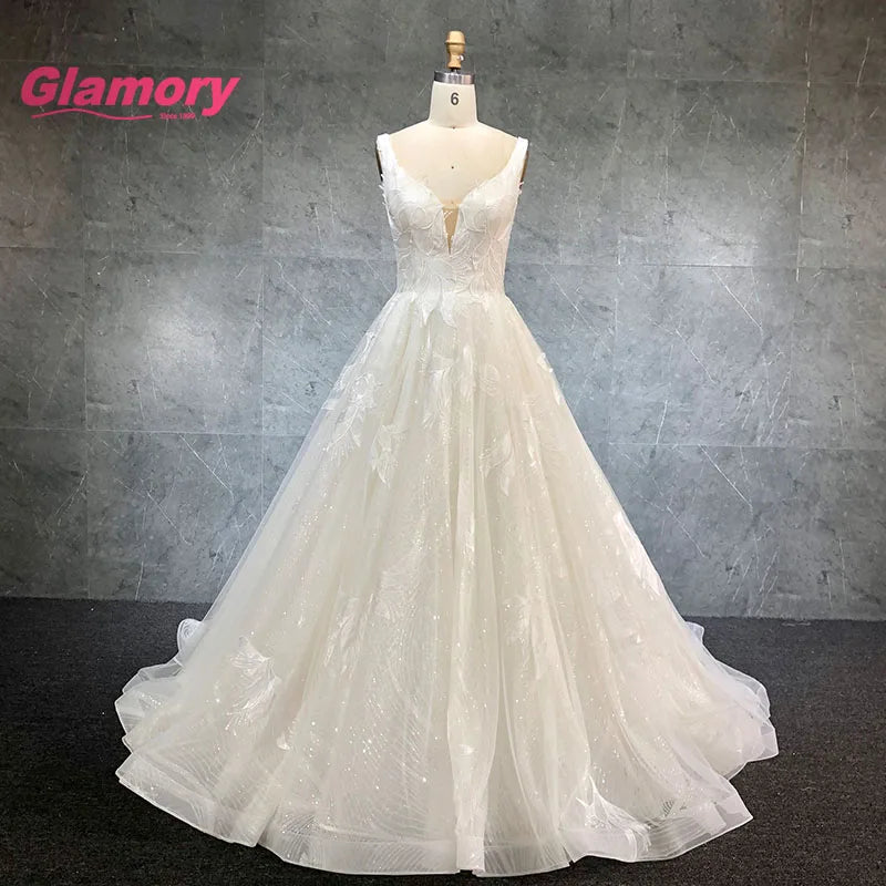 2020 New Collection Vestidos De Novia V Neck Embroidered Elegant Ball Gown Chaozhou High Quality Wedding Dress
