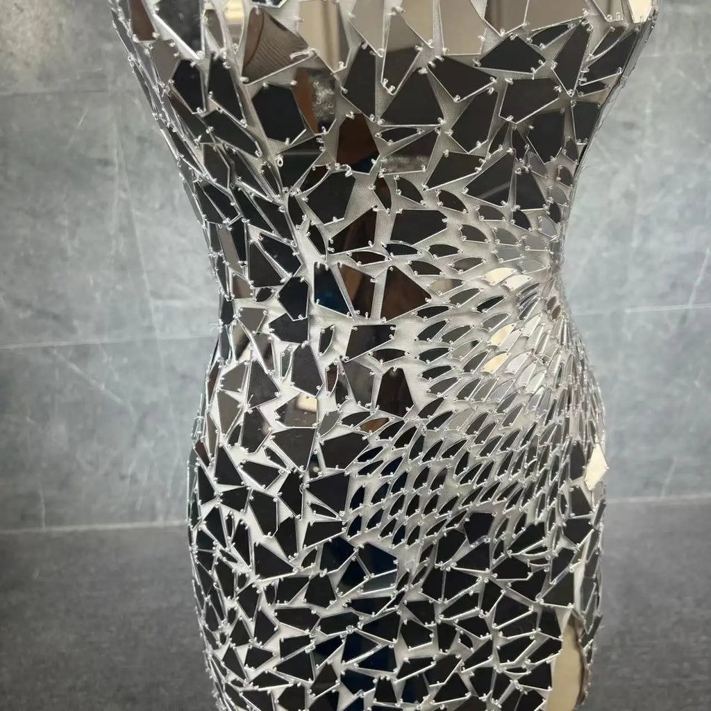 New Short Luxury Beaded Gown  Sexy Split Thigh Sheer Elegant Evening Dresses