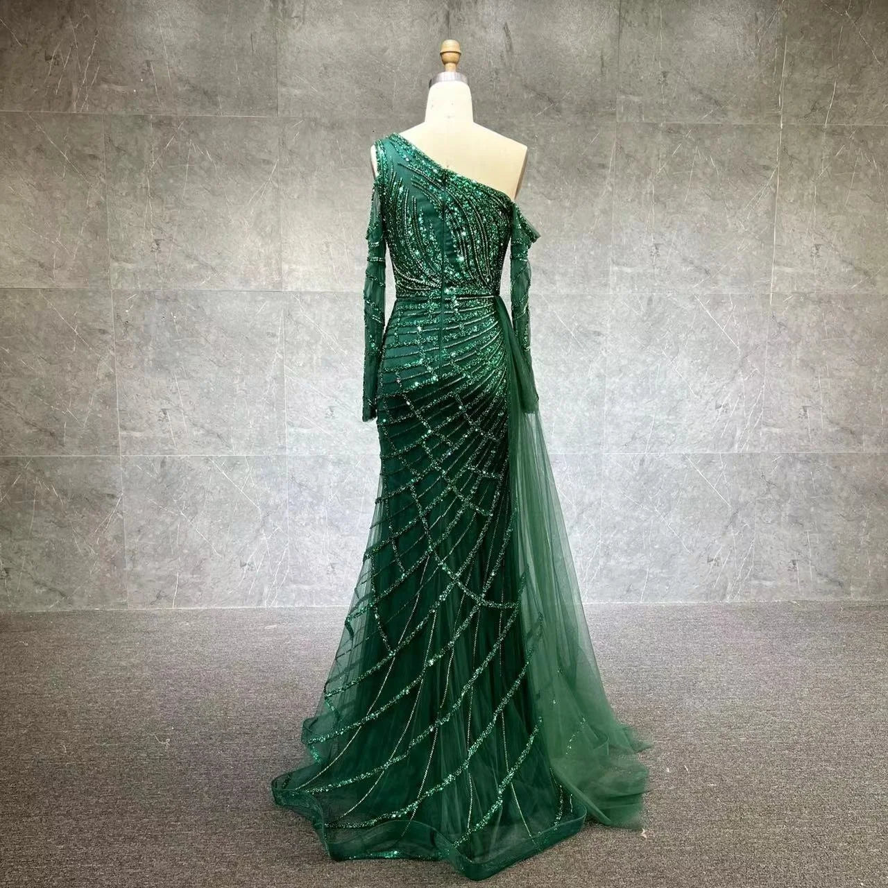 NEW 2023 One Shoulder Luxury Dubai Evening Dress Arabic Mermaid Prom Formal Dress for Wedding Party