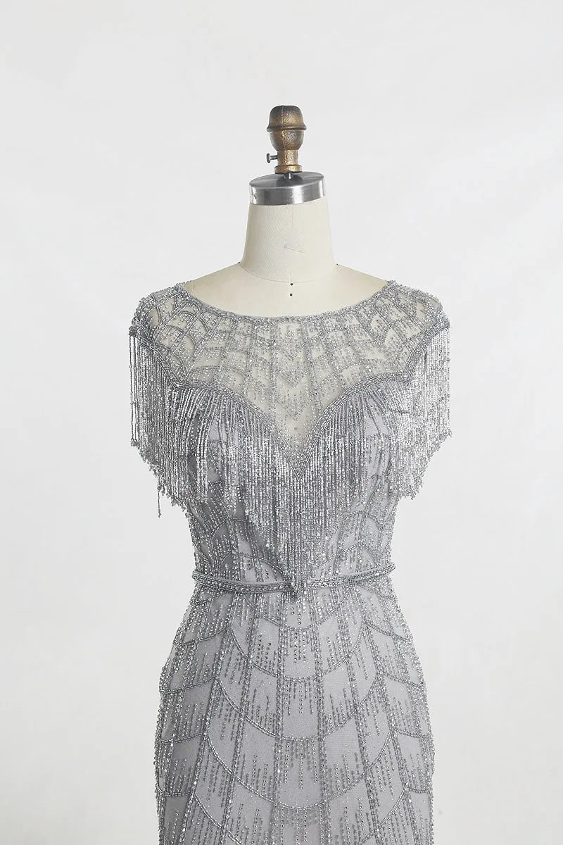 2020 New Arrival Heavy Beaded Rose Gold Mermaid Fashion Crystal Tassel Formal Evening Dress