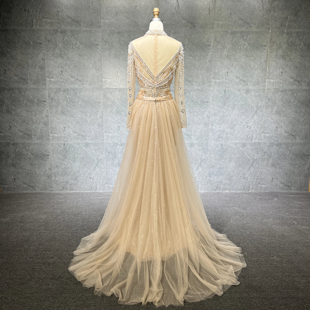 New Arrival Wholesale Muslim Hot Selling Beaded Tassel Mermaid Dubai Arab Ladies Evening Dress Gowns Wedding Party