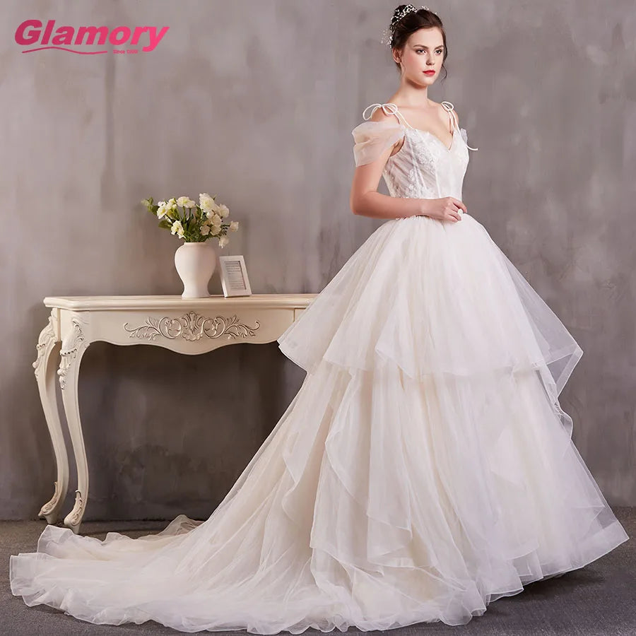 Vestido De Noiva Wedding Dress Sweetheart Neck Dresses Off Shoulder Ruffles Skirt Bridal Gown