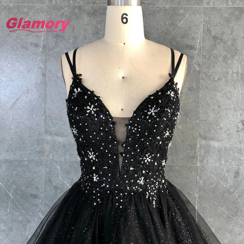Hot Sale Club Party Dress Black Lace Applique Deep V Neck Sexy Backless Big Size Above Knee Mini Evening Dresses