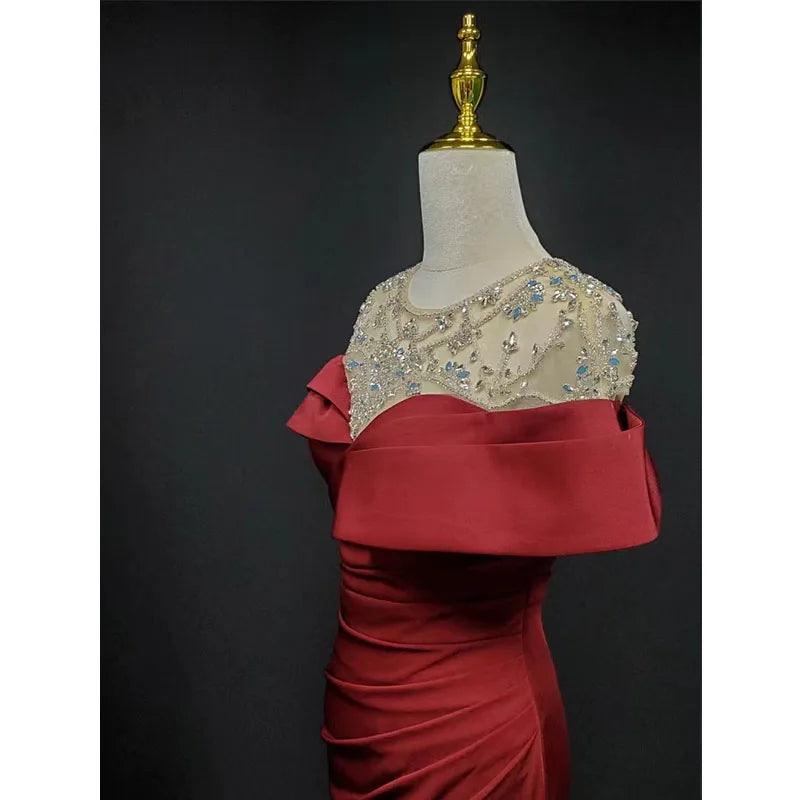 Red Banquet Evening Dress Fashion Party Long Evening Dress Elegant Slim Sexy Fishtail  Party  Dress