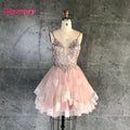 2020 Summer Crystal Beaded Spaghetti Tulle Sexy Backless Evening Plus Size Graduates Prom Dresses
